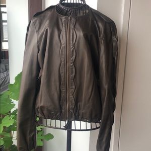 Leather bomber jacket